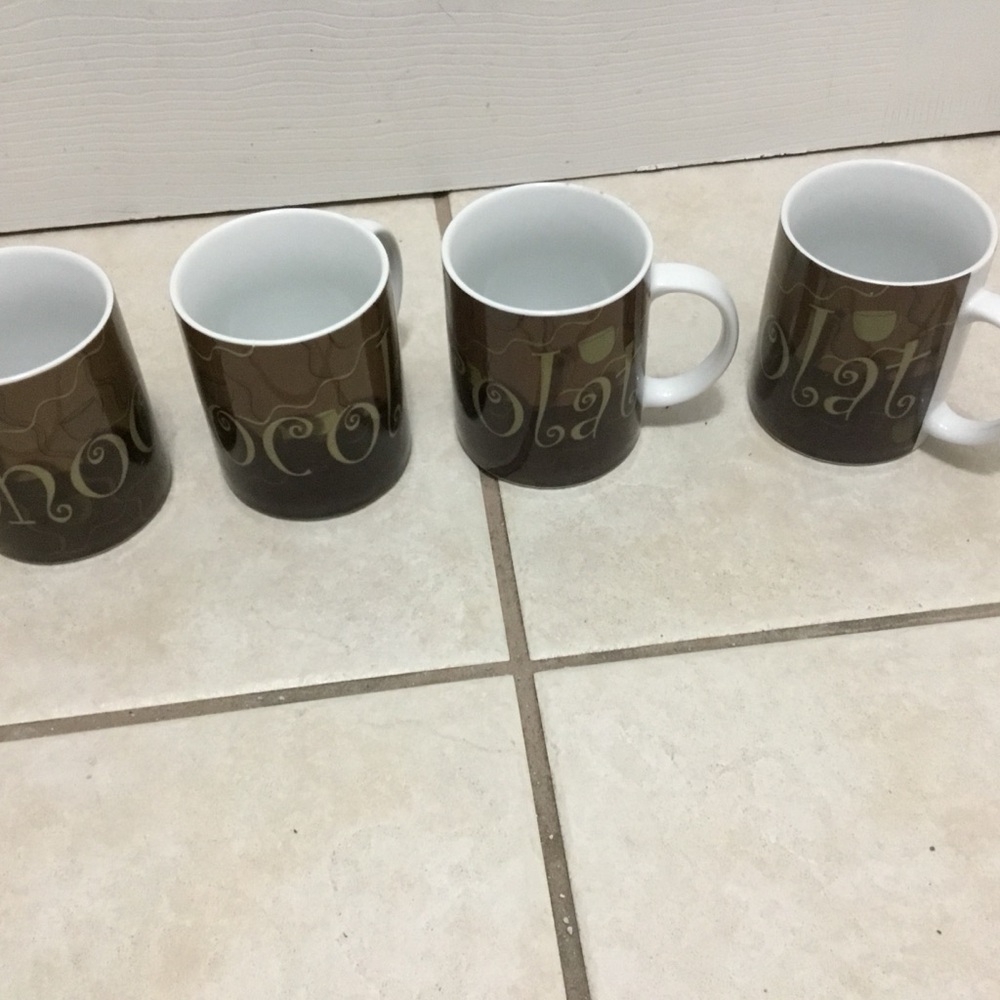 Brown Ceramic Coffee Mugs Set